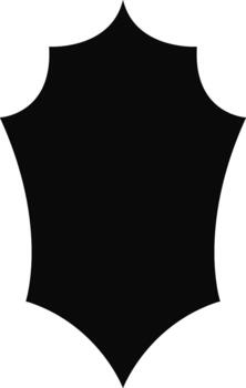 Black silhouette of a minimalist crest with clean geometric lines forming a modern and abstract shield shape. vector