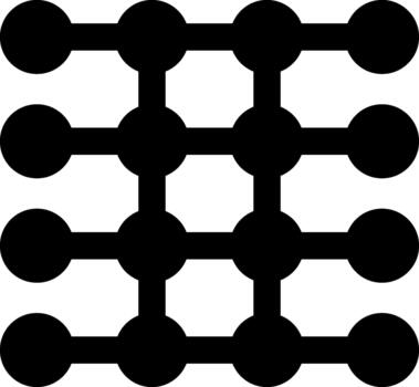 Diamond-shaped grid pattern formed by interconnected circular nodes and linking lines. vector
