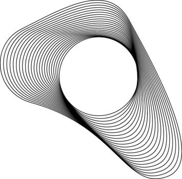 Graphic with round void and naturally irregular border composed of shifting layered lines and curved flow. vector