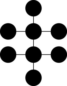 Circular dots arranged in a honeycomb-like geometric pattern. vector
