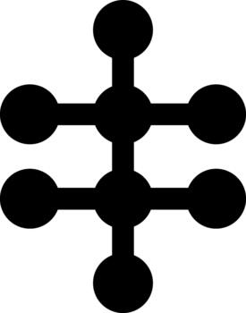 Circular dots arranged in a polygonal structure. vector