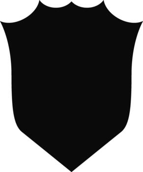 Black silhouette of a shield with a diamond-shaped border emphasizing strength and precision. vector