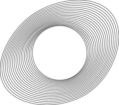 Middle circle enclosed by amoeba-like shapes with rounded, non-uniform edges that form a fluid and wavy contour layout. vector