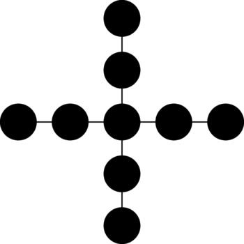 Bridge-like structure formed by interconnected circular nodes with a linear connection. vector