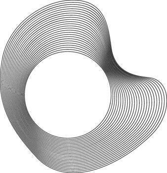 Circular center bordered by smooth and rounded contours that blend layered lines with flowing and abstract edge transitions. vector