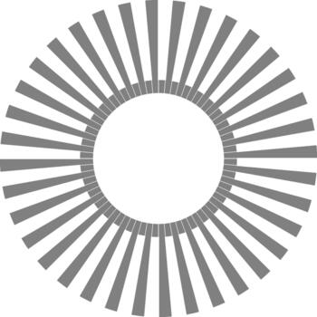 Narrow linear contours form a circular donut-like framework defined by precise radial segmentation. vector