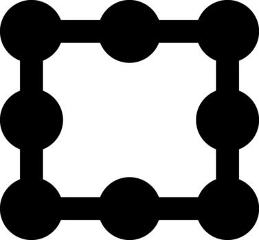 Circular nodes arranged along the edges forming a structured corner pattern with linked elements. vector