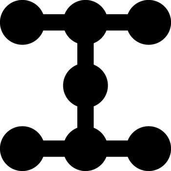 interconectado círculos formando un estructurado como una caja marco con igualmente espaciado puntos vector