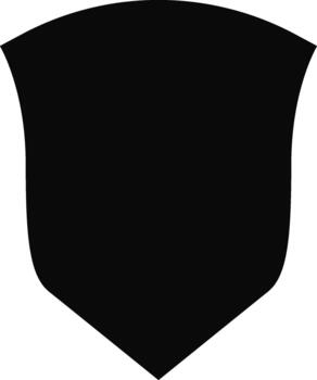 Black silhouette of a shield adorned with intricate scrollwork patterns reminiscent of classical decorative flourishes. vector