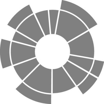 Straight uniform lines extend radially from the center shaping a clean circular alignment. vector