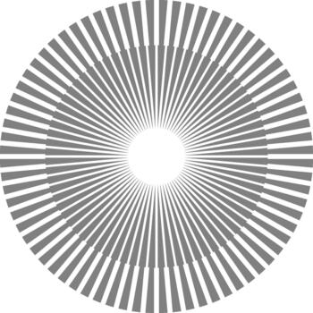 Packed donut divisions compose a dense circular wheel representing multiple radial data layers. vector