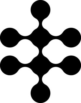 Symmetrical arrangement of circular nodes connected in a geometric structured design. vector