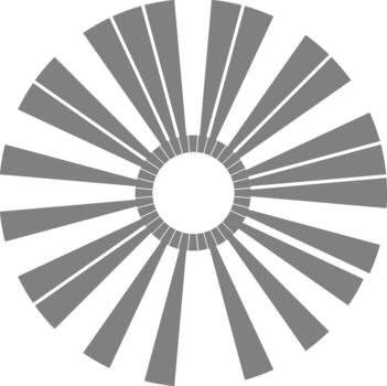 Elongated radial lines form an extended circular composition emphasizing outward motion. vector