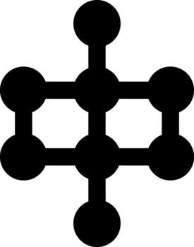 Structured framework of circular nodes linked by geometric segments in an organized pattern. vector