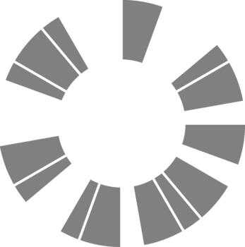 Uniformly proportioned donut sections generate a circular layout with evenly distributed data segmentation. vector