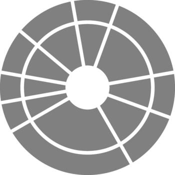 Widely spaced donut sections build a circular chart showing divided data through radial arrangement. vector