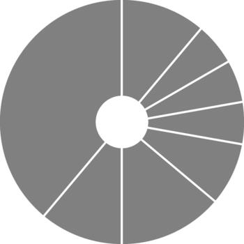 Simplified circular structure displays clean radial cutouts arranged with geometric precision. vector