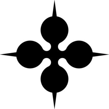 Circular dots forming an ornamental structure with four sharp petals. vector