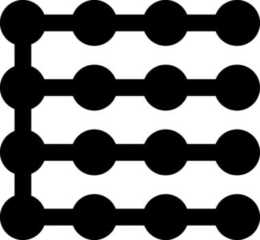 Circular elements interconnected in a structured cross pattern with evenly spaced links. vector