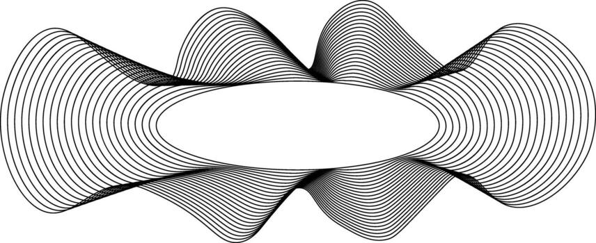 Abstract element made from a central circle and surrounding wave contours arranged in a distinct asymmetrical shape. vector