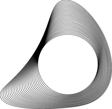 Element composed of a central circle with smoothly curved edges creating an organic blob formed by layered wavy outlines. vector