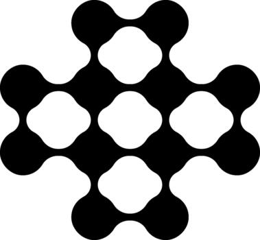 Square-shaped geometric composition formed by interconnected circular nodes. vector