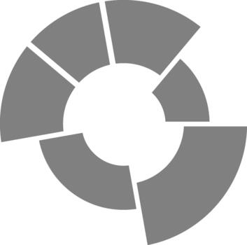 Partially completed circular form segments data across an open radial configuration. vector