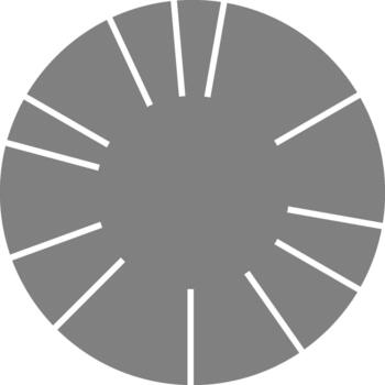 Segmented donut configuration constructs circular divisions arranged with radial proportionality. vector