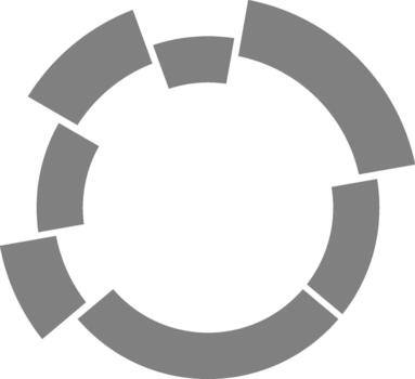 Circular ring form splits into multiple segments arranged through radial orientation and balanced symmetry. vector