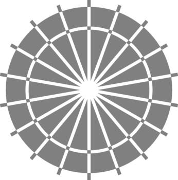 Data-driven circular wheel divides radial fields into defined segments representing structured distribution. vector