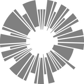 Circular donut arrangement divides radial areas into multiple data-driven segments forming visual order. vector