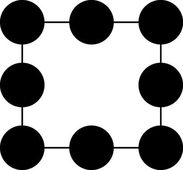 Thin-line pixel grid composed of circular dots in structured alignment. vector