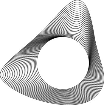 Composition centered on a circular void with contour lines expanding outward in an abstract triangle-influenced structure. vector