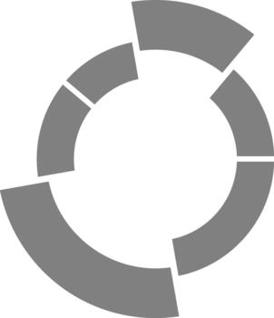 Circular framework with hollow center represents radial data through open donut segmentation. vector