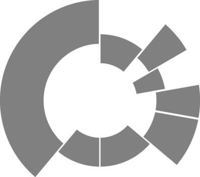 Several concentric circular rings depict organized datasets distributed evenly across radial segments. vector