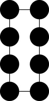 Circular nodes forming multiple intersections in a structured geometric network. vector