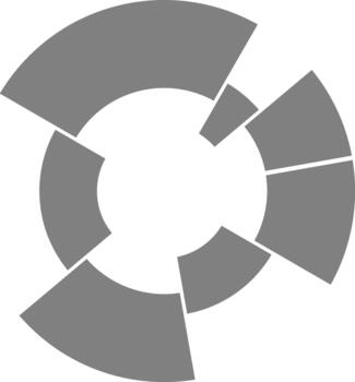 Donut chart displays divided circular sectors representing segmented business data visually organized by proportion. vector