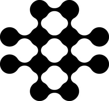 Cross-like geometric structure formed by multiple linked circles in a symmetrical arrangement. vector