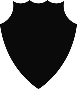 A triangular-shaped shield emblem representing valor and strength. vector