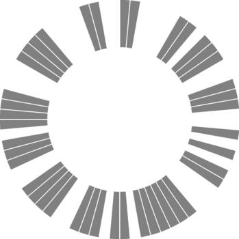 Donut design with multiple slices arranges circular data into balanced radial divisions. vector