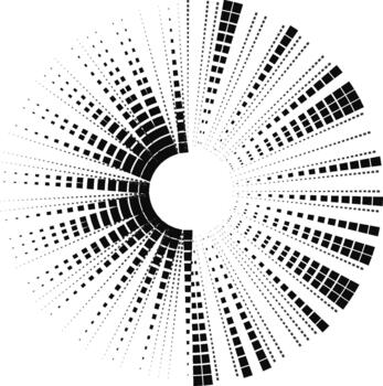 A black and white image of a circle with dots vector