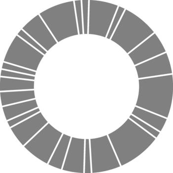 Multiple narrow ring divisions form a precise circular pattern built from fine radial slices. vector