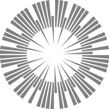 Compact donut layout structures data within a small circular format defined by even segmentation. vector