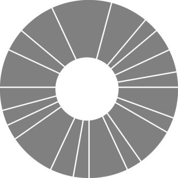 Segmented slices form a complete circular arrangement illustrating divided data composition. vector