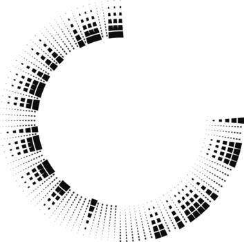 Circular form missing rays from a quarter section with a hollow center area. vector