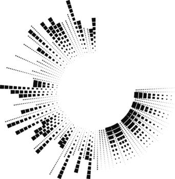 irregular cuadrado radios son arreglado en un circular modelo ese excluye uno trimestre de el lleno forma. vector