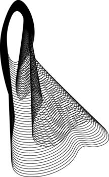 Circular void surrounded by irregular contour lines with layered curved shapes forming an abstract structure that blends geometric layout and organic movement. vector