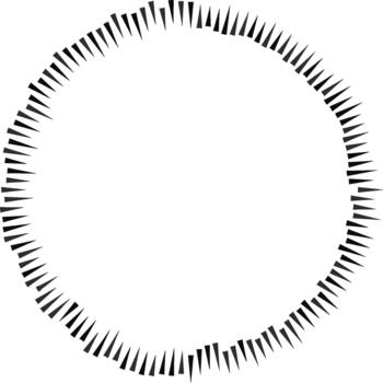 Circular design with square rays extending both inward and outward from a large empty central area. vector