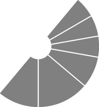 Donut-based business chart divides circular form into radial slices showing segmented data fields. vector