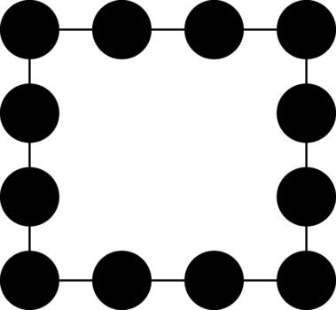 Circular dots linked together in a squared structure. vector